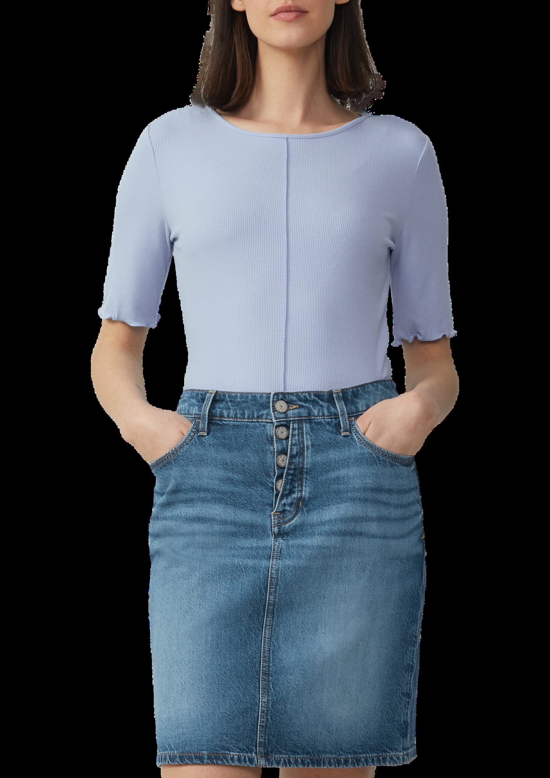 Geripptes Slim-Fit-Shirt mit Nahtdetail