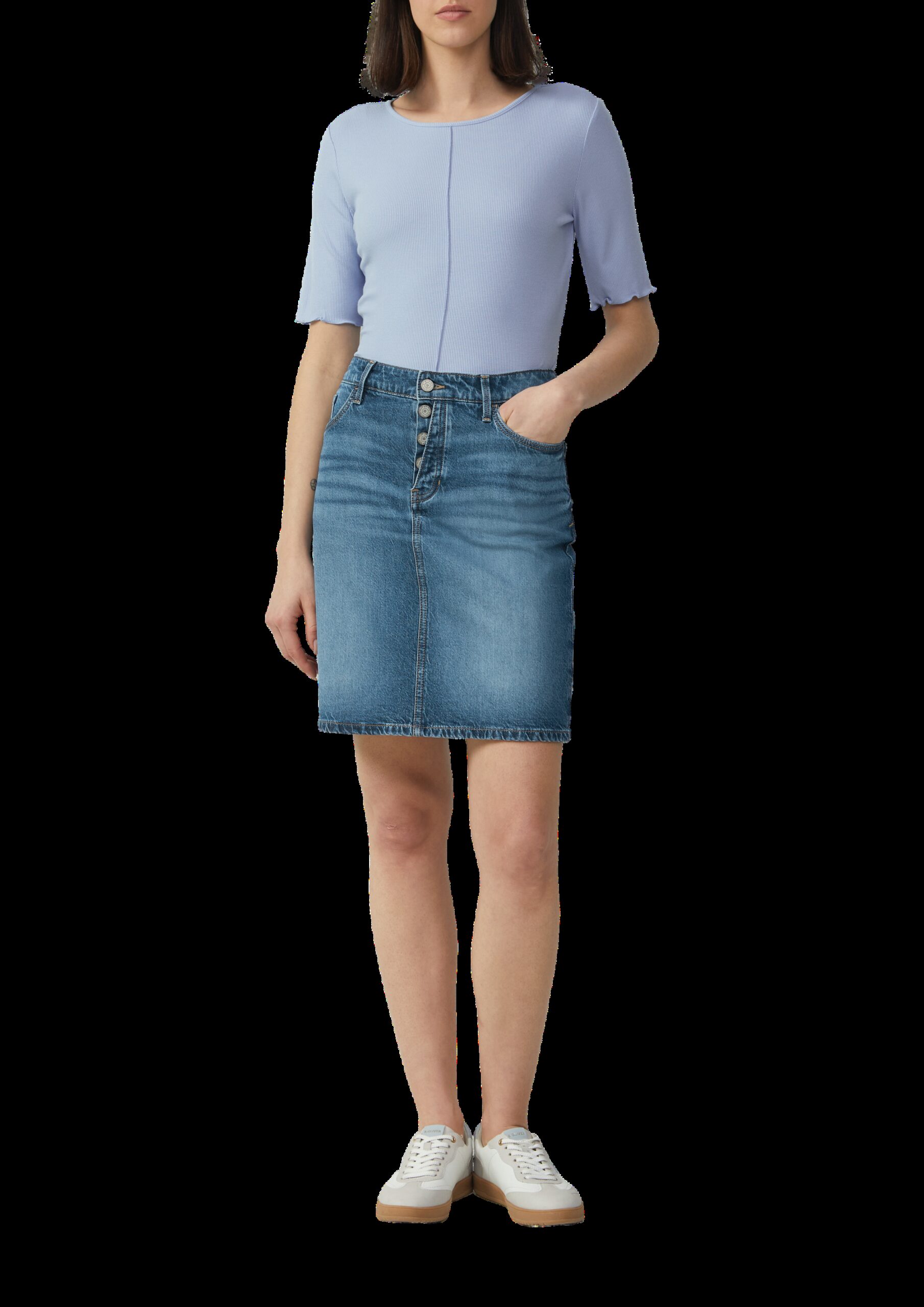 Geripptes Slim-Fit-Shirt mit Nahtdetail