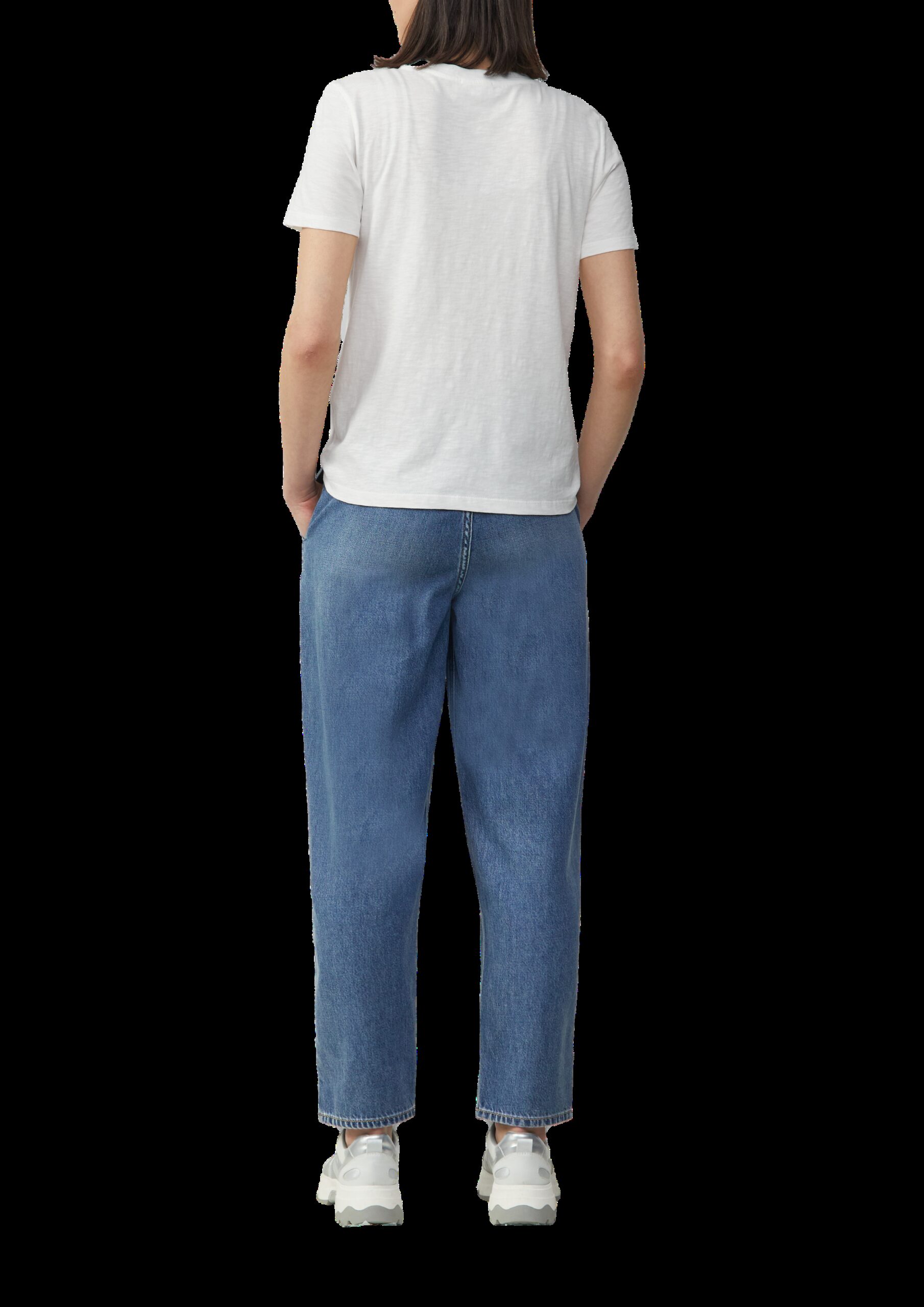 Jersey-T-Shirt mit Schriftprint und Pailletten