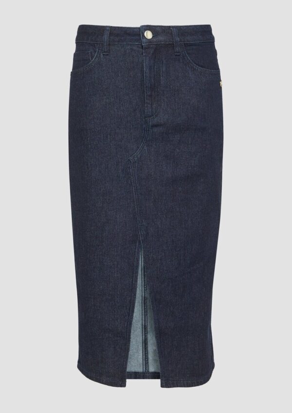 Midirock aus Denim mit Schlitz vorne