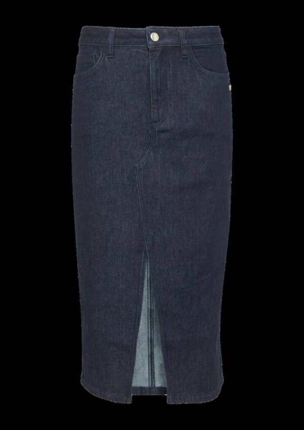 Midirock aus Denim mit Schlitz vorne