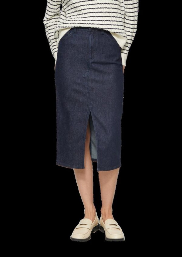 Midirock aus Denim mit Schlitz vorne