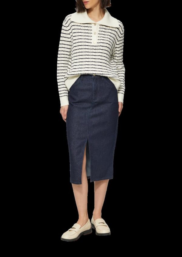 Midirock aus Denim mit Schlitz vorne