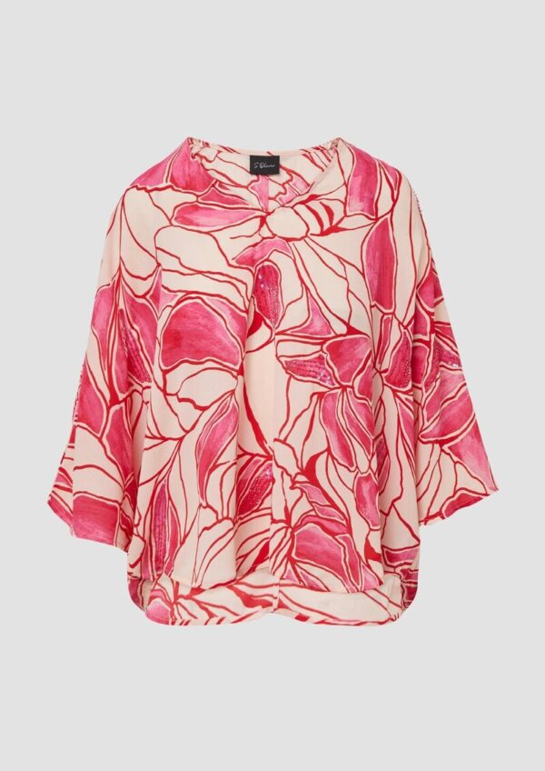 Gemusterte Loose-Fit-Bluse mit Schmuck-Details