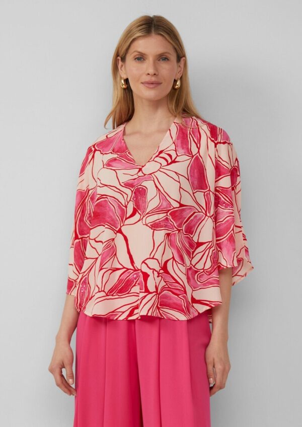 Gemusterte Loose-Fit-Bluse mit Schmuck-Details