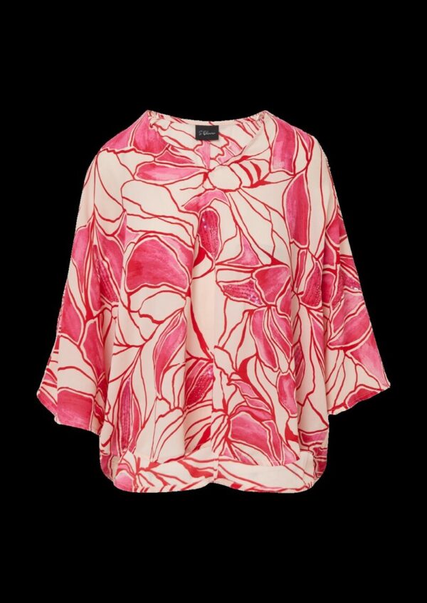 Gemusterte Loose-Fit-Bluse mit Schmuck-Details