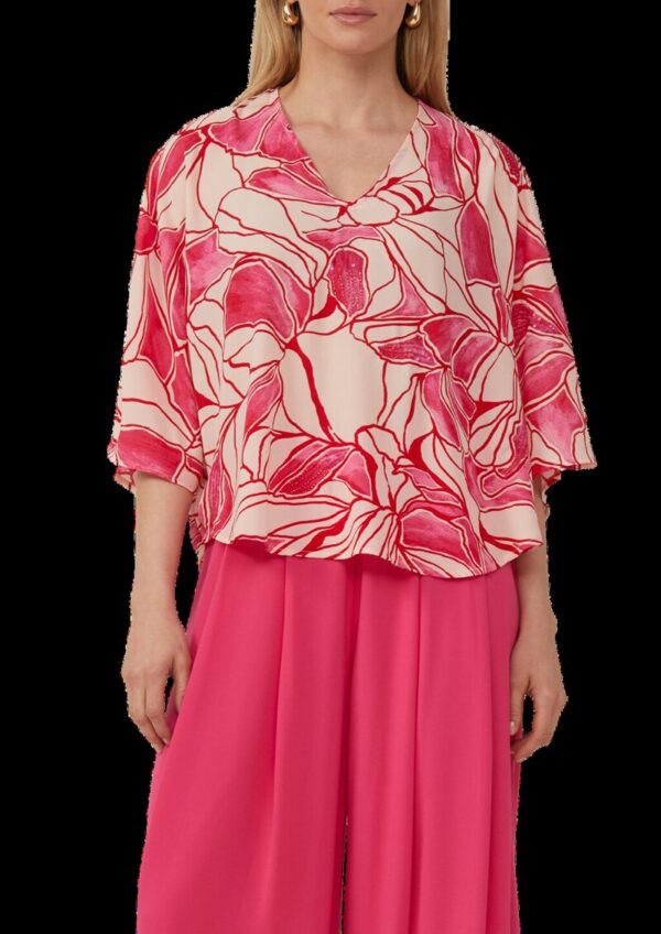 Gemusterte Loose-Fit-Bluse mit Schmuck-Details