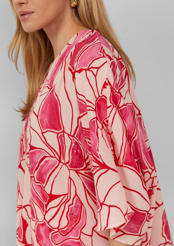 Gemusterte Loose-Fit-Bluse mit Schmuck-Details