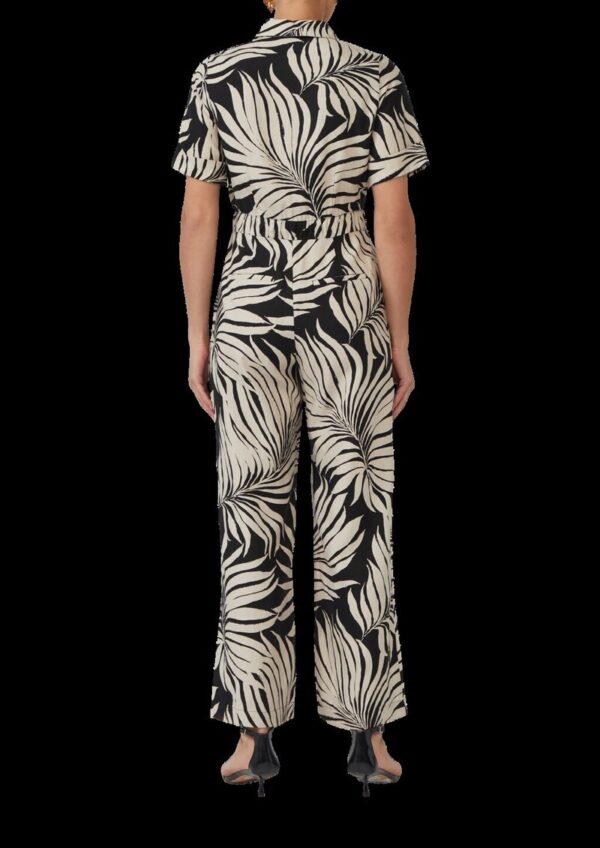 Gemusterter Jumpsuit aus Leinenmix mit festgenähtem Gürtel