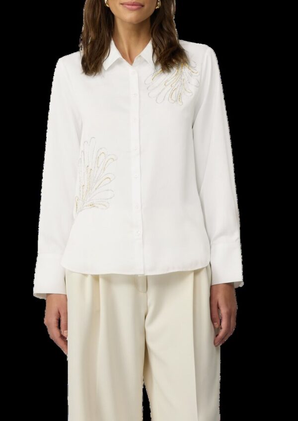 Fließende Hemdbluse mit Schmuckperlen-Applikation