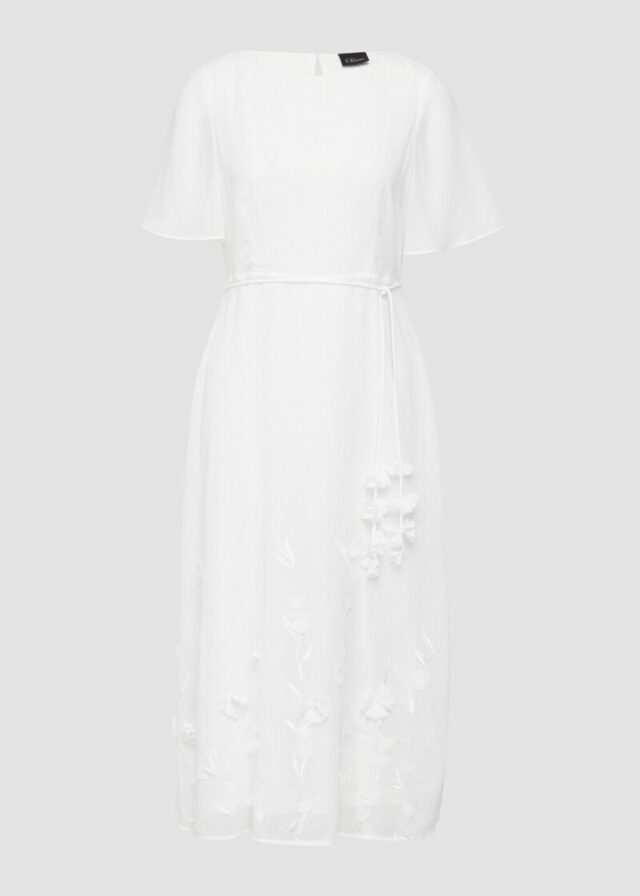 Festives Midikleid aus Chiffon mit floralen Applikationen