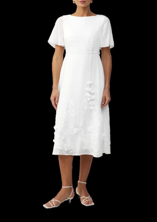 Festives Midikleid aus Chiffon mit floralen Applikationen