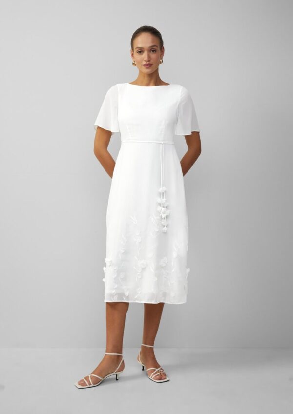 Festives Midikleid aus Chiffon mit floralen Applikationen