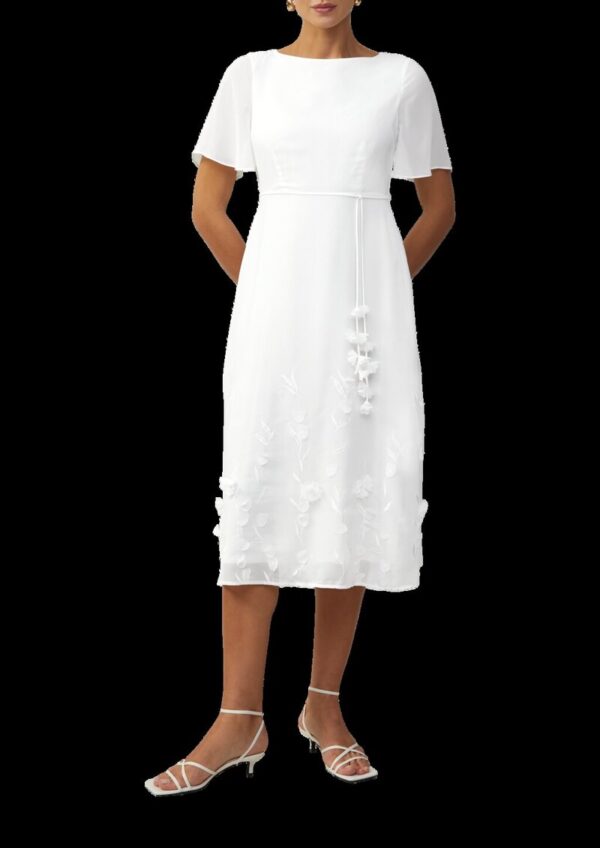 Festives Midikleid aus Chiffon mit floralen Applikationen