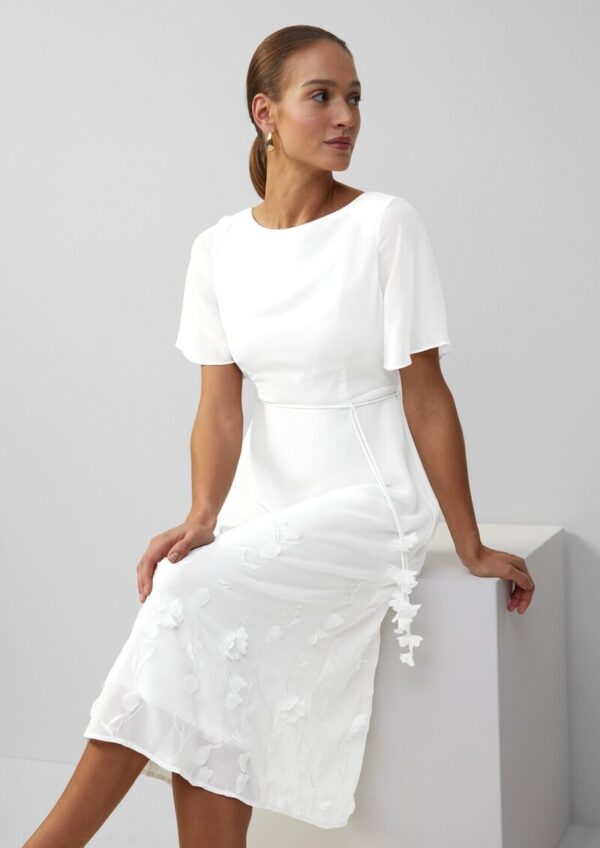 Festives Midikleid aus Chiffon mit floralen Applikationen