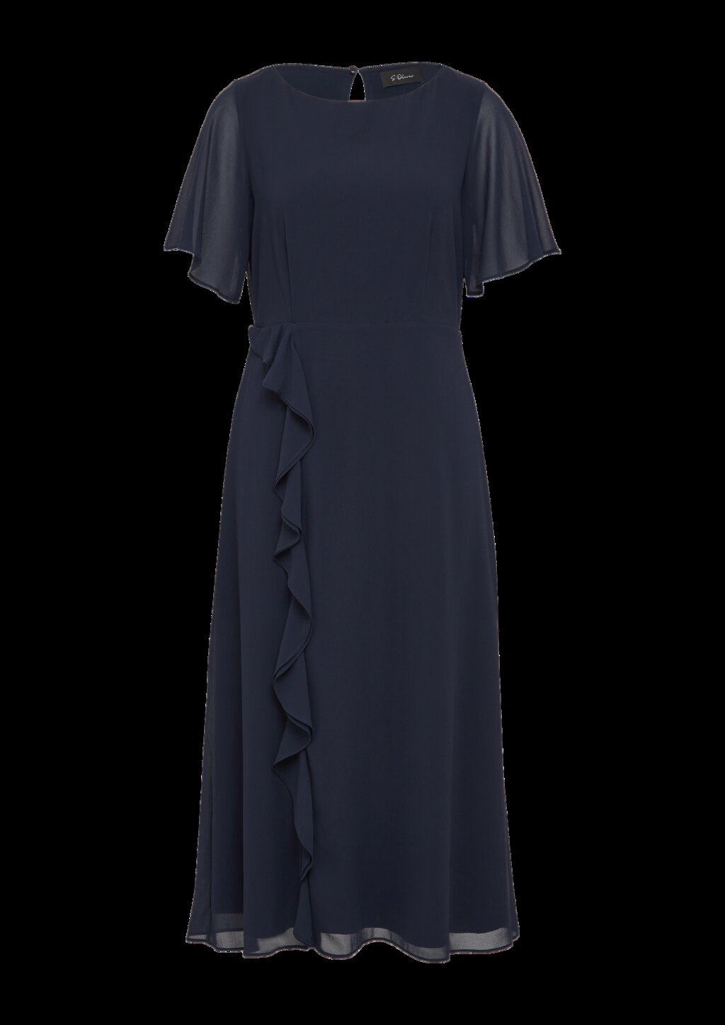 Chiffonkleid mit Volants und U-Boot-Ausschnitt