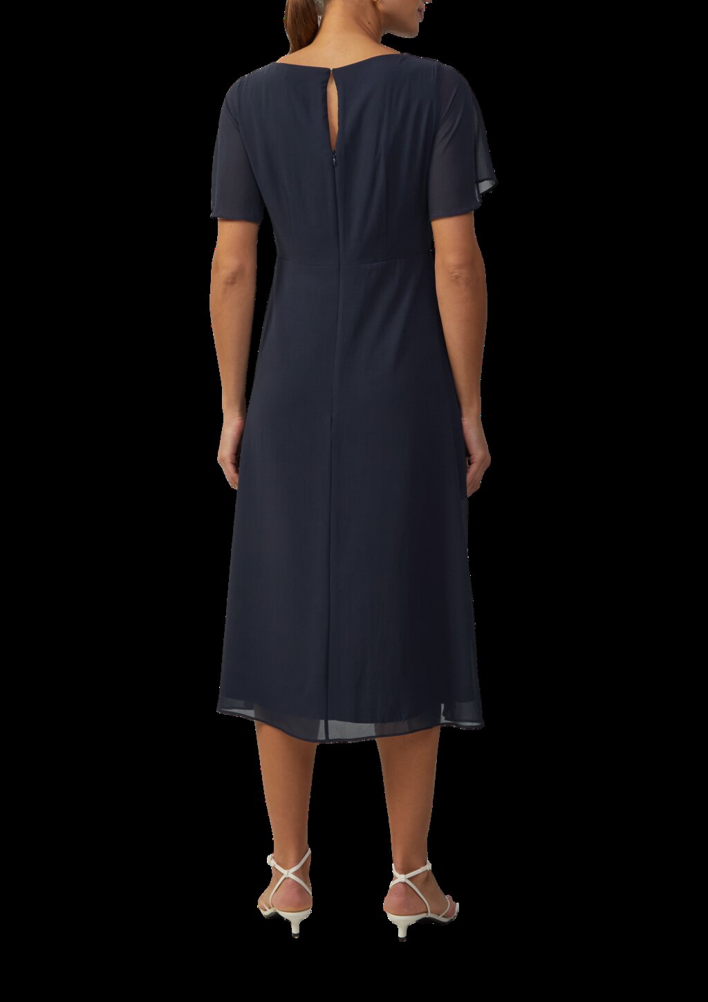 Chiffonkleid mit Volants und U-Boot-Ausschnitt