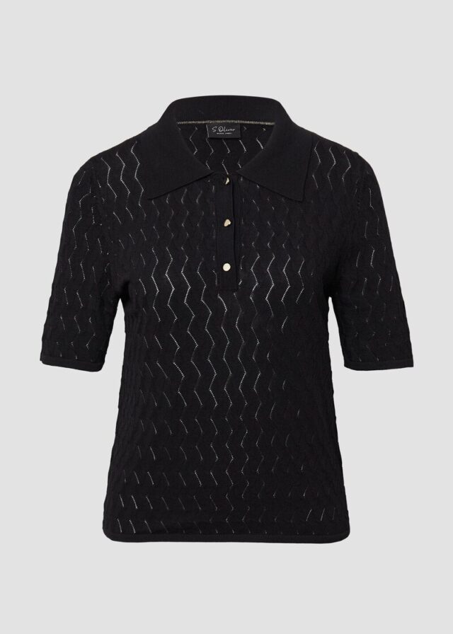 Kurzärmeliges Poloshirt aus Ajourstrick