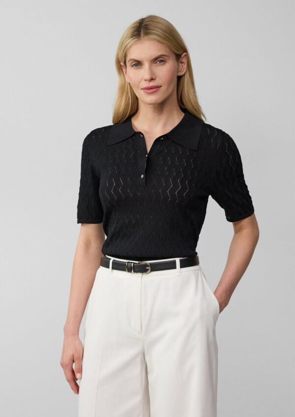 Kurzärmeliges Poloshirt aus Ajourstrick