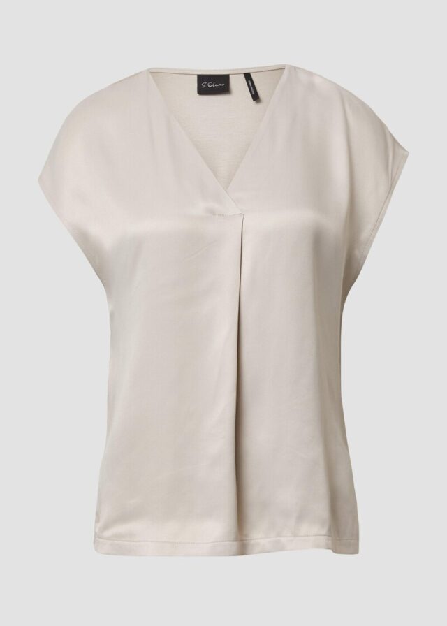 Blusenshirt im Fabricmix mit V-Ausschnitt