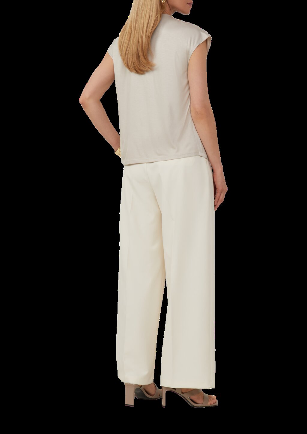 Blusenshirt im Fabricmix mit V-Ausschnitt