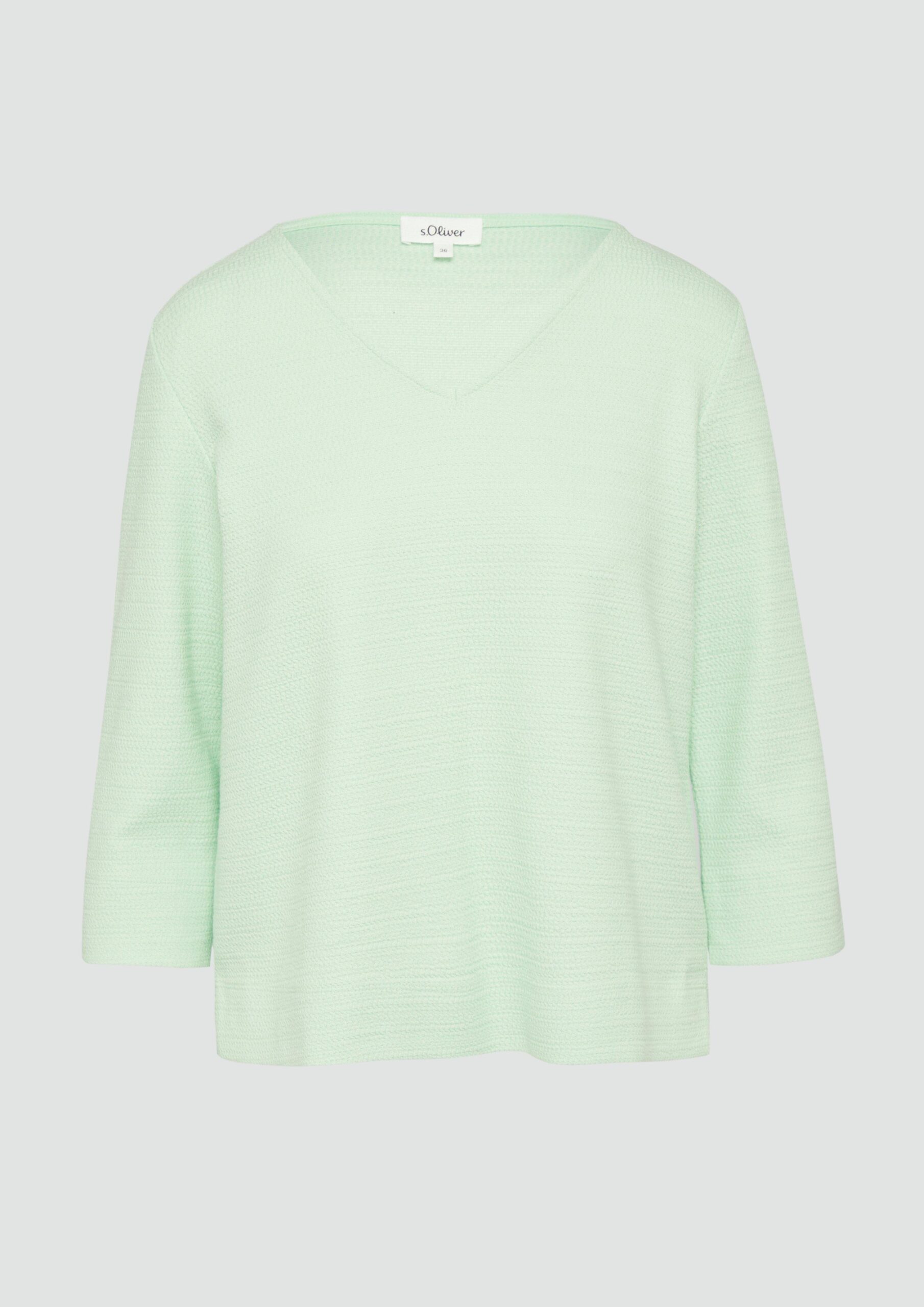 Strukturiertes Sweatshirt aus Baumwollmix mit 3/4-Ärmeln