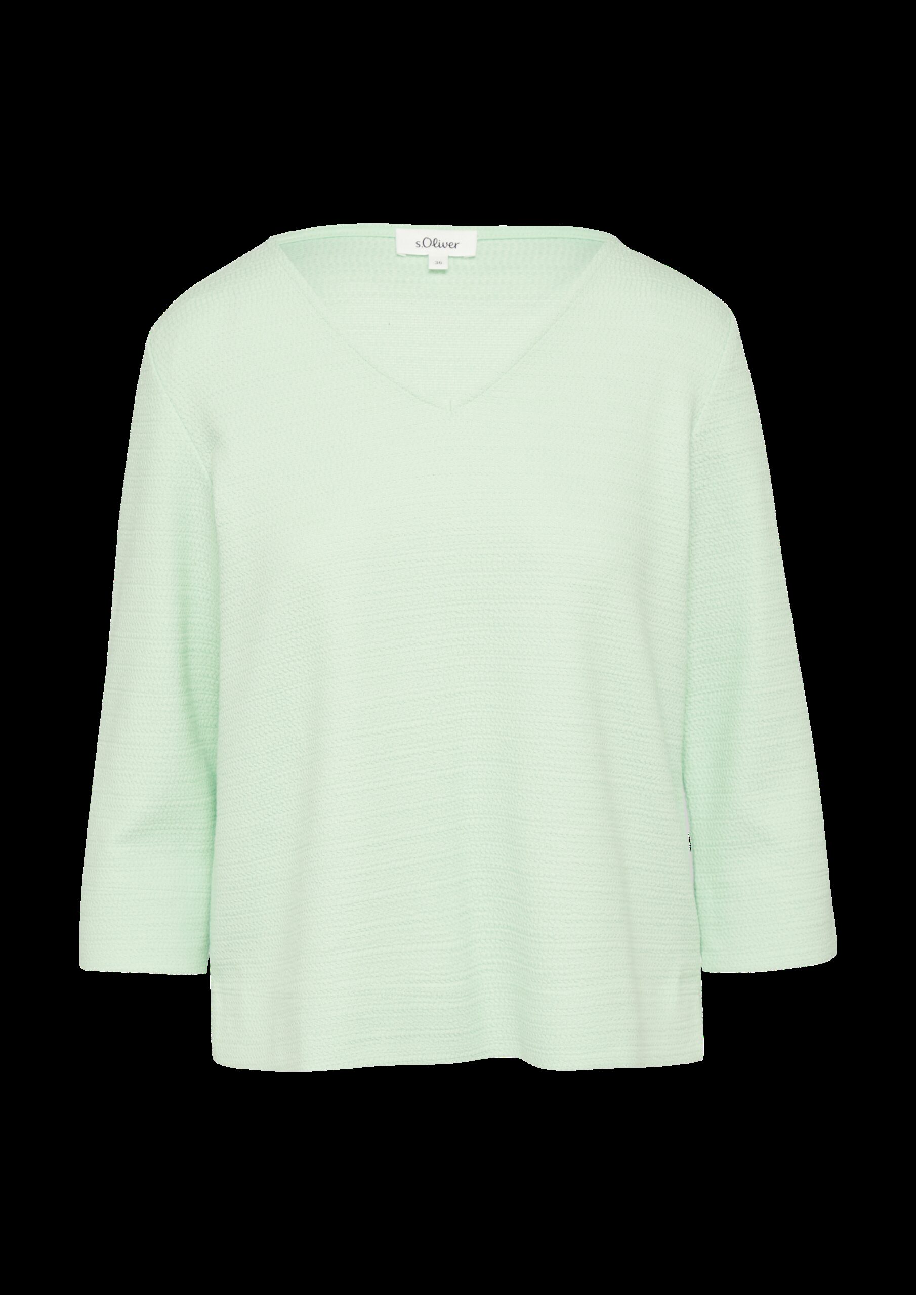 Strukturiertes Sweatshirt aus Baumwollmix mit 3/4-Ärmeln