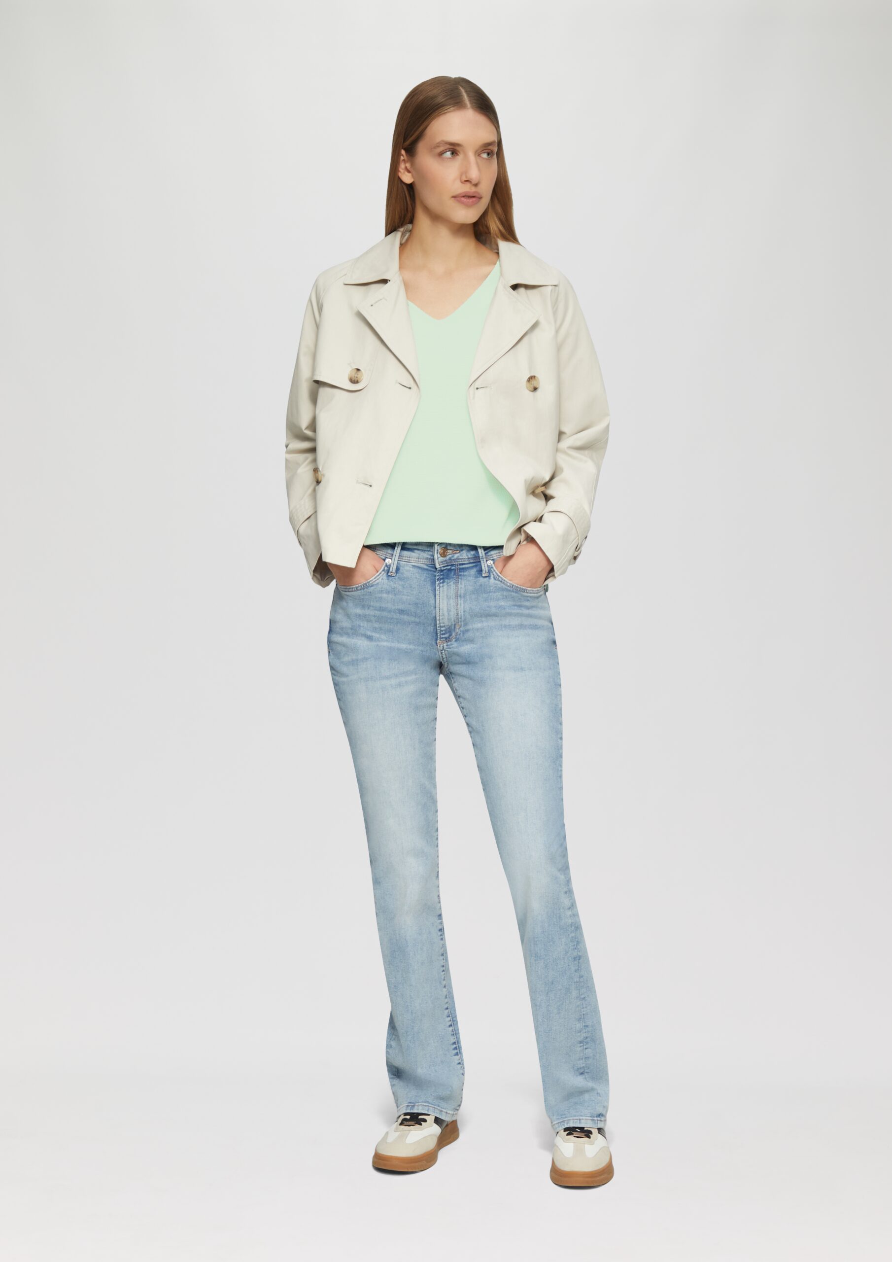 Strukturiertes Sweatshirt aus Baumwollmix mit 3/4-Ärmeln