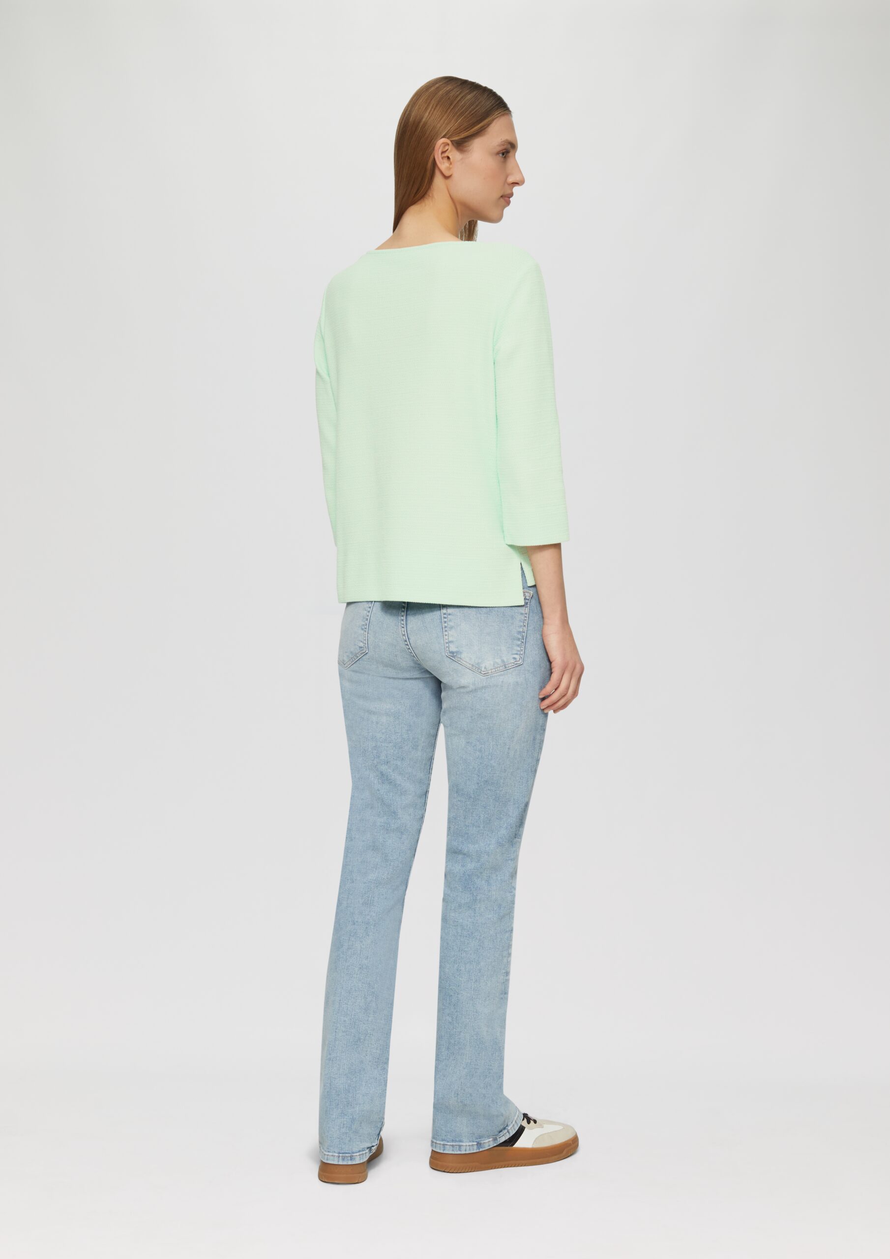 Strukturiertes Sweatshirt aus Baumwollmix mit 3/4-Ärmeln