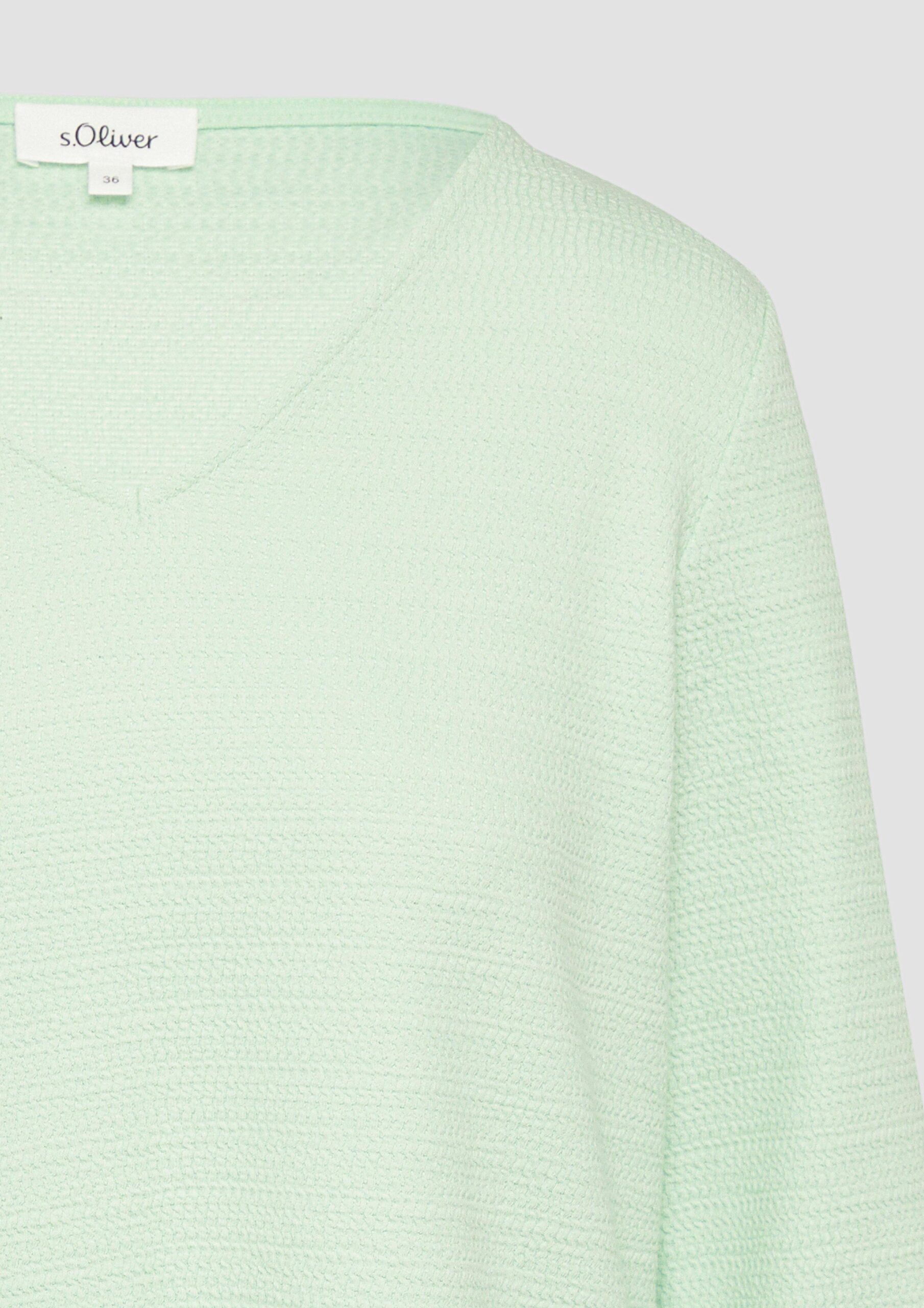 Strukturiertes Sweatshirt aus Baumwollmix mit 3/4-Ärmeln