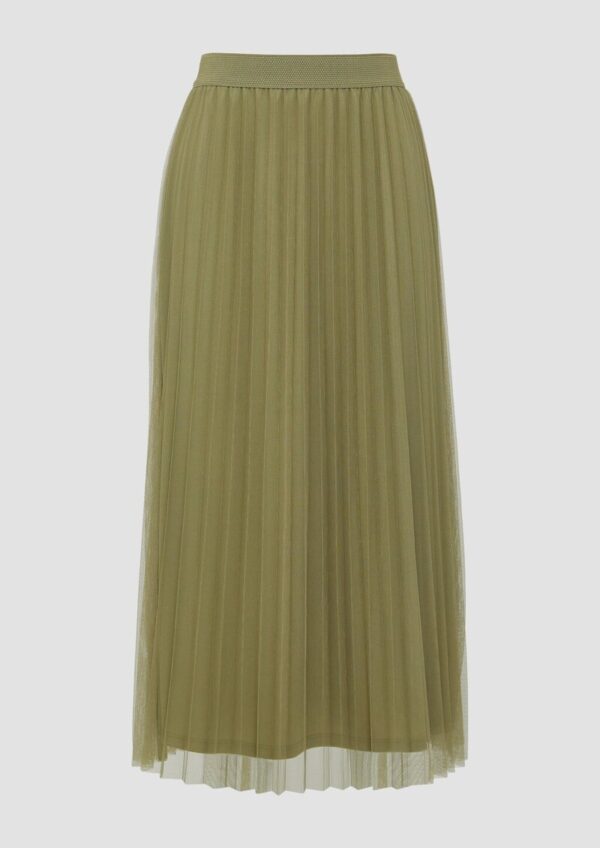 Langer Rock mit plissiertem Mesh und Jerseyfutter