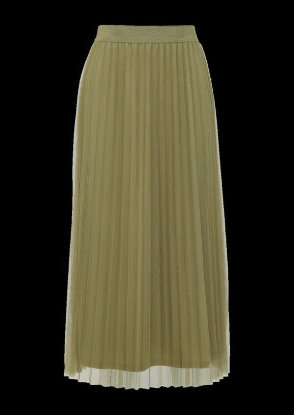 Langer Rock mit plissiertem Mesh und Jerseyfutter