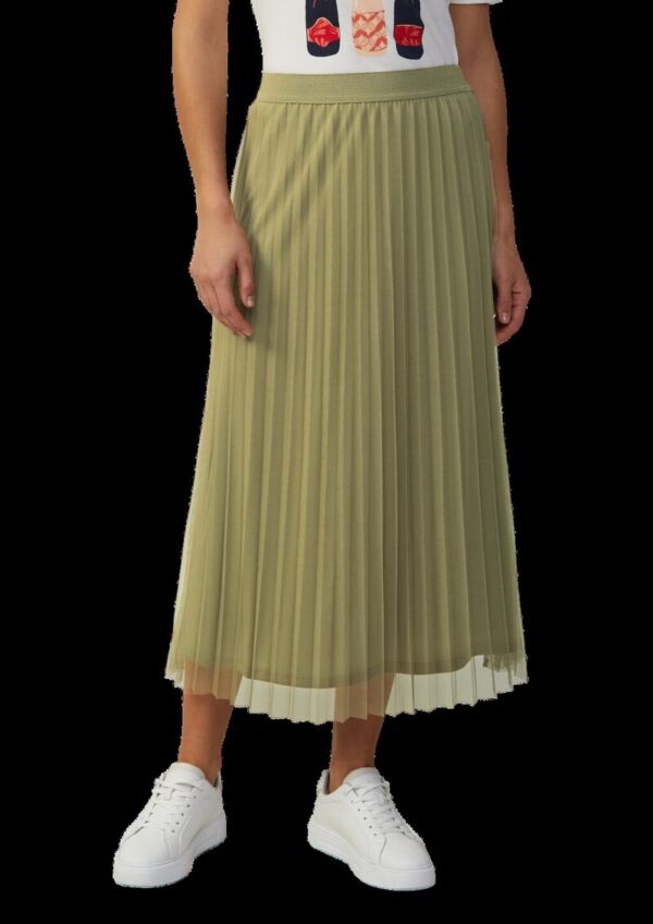 Langer Rock mit plissiertem Mesh und Jerseyfutter