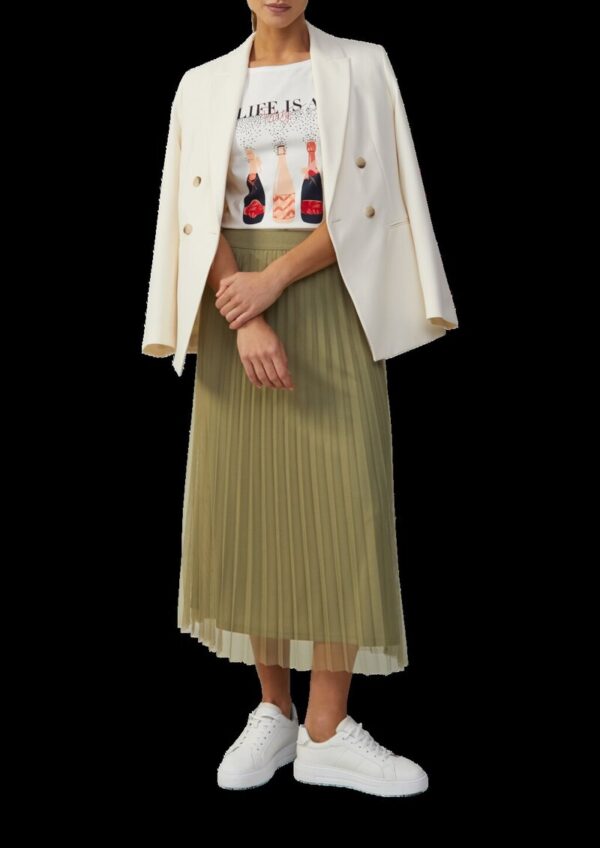 Langer Rock mit plissiertem Mesh und Jerseyfutter