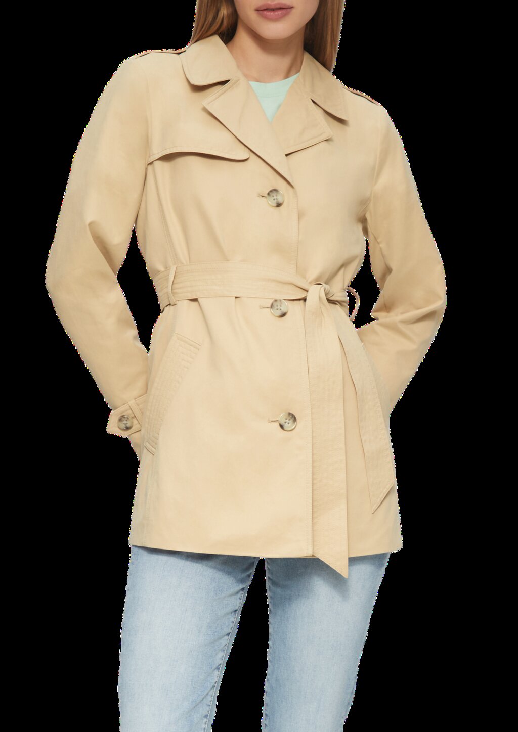 Kurzer Trench mit Gürtel