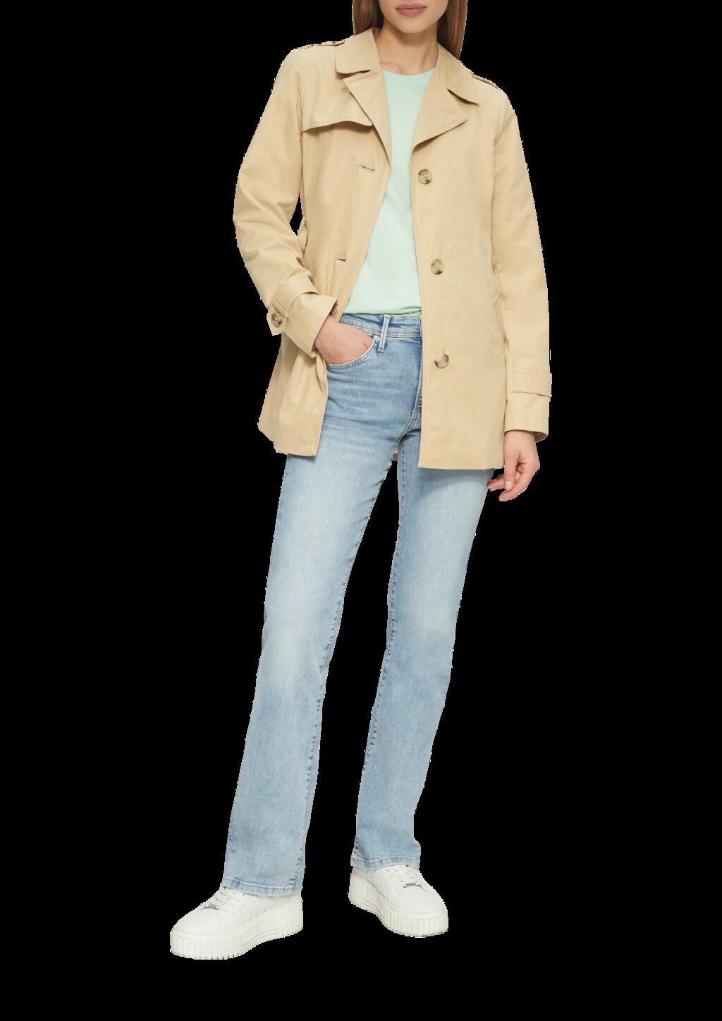 Kurzer Trench mit Gürtel