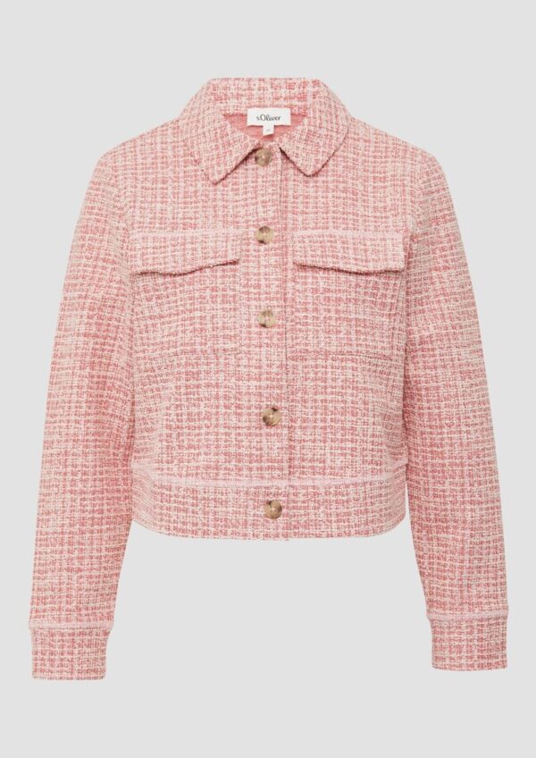 Verkürzte Bouclé-Jacke aus Sweat mit aufgesetzten Taschen