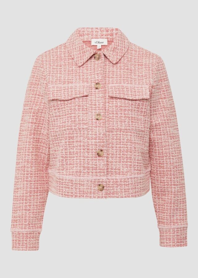 Verkürzte Bouclé-Jacke aus Sweat mit aufgesetzten Taschen