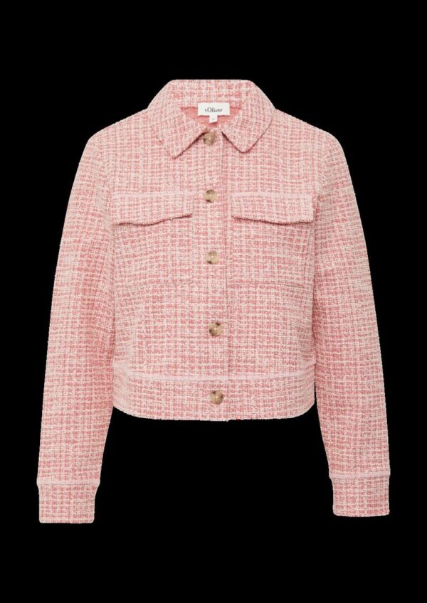 Verkürzte Bouclé-Jacke aus Sweat mit aufgesetzten Taschen