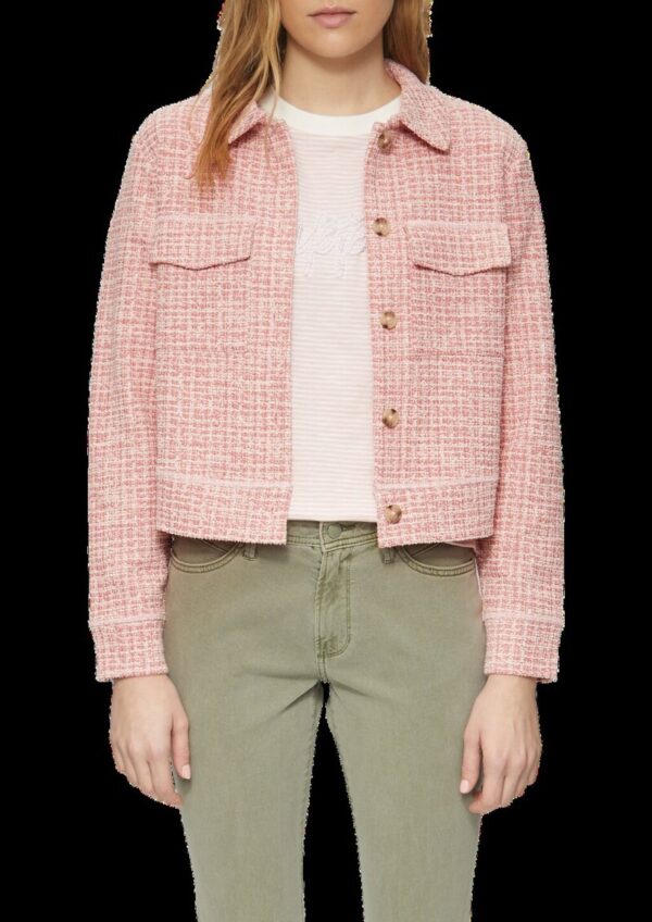 Verkürzte Bouclé-Jacke aus Sweat mit aufgesetzten Taschen