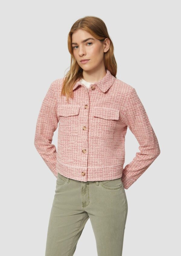 Verkürzte Bouclé-Jacke aus Sweat mit aufgesetzten Taschen