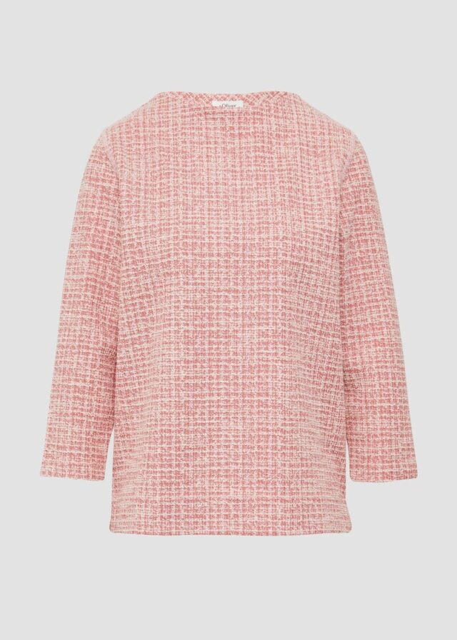 Bouclé-Sweatshirt im Boxy-Fit mit kleinem Stehkragen