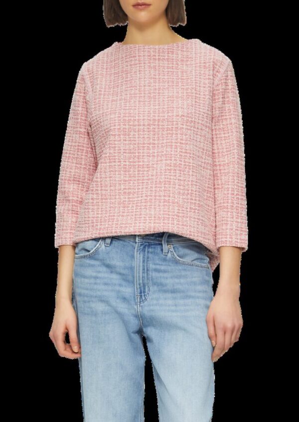 Bouclé-Sweatshirt im Boxy-Fit mit kleinem Stehkragen