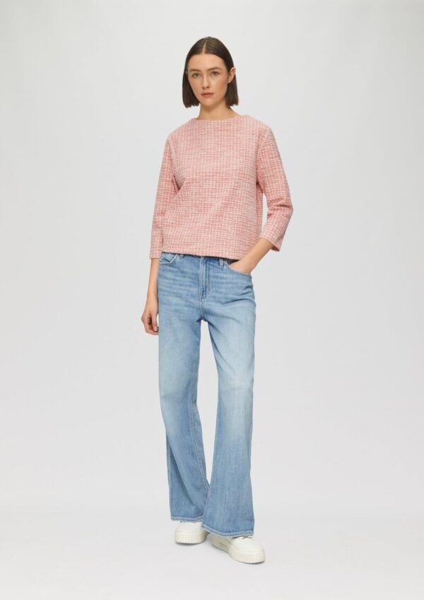 Bouclé-Sweatshirt im Boxy-Fit mit kleinem Stehkragen