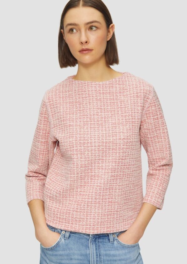 Bouclé-Sweatshirt im Boxy-Fit mit kleinem Stehkragen