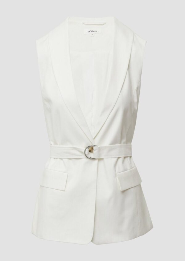 Long-Weste aus Viskosemix mit Stoffgürtel