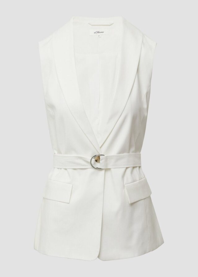 Long-Weste aus Viskosemix mit Stoffgürtel