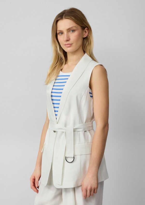 Long-Weste aus Viskosemix mit Stoffgürtel