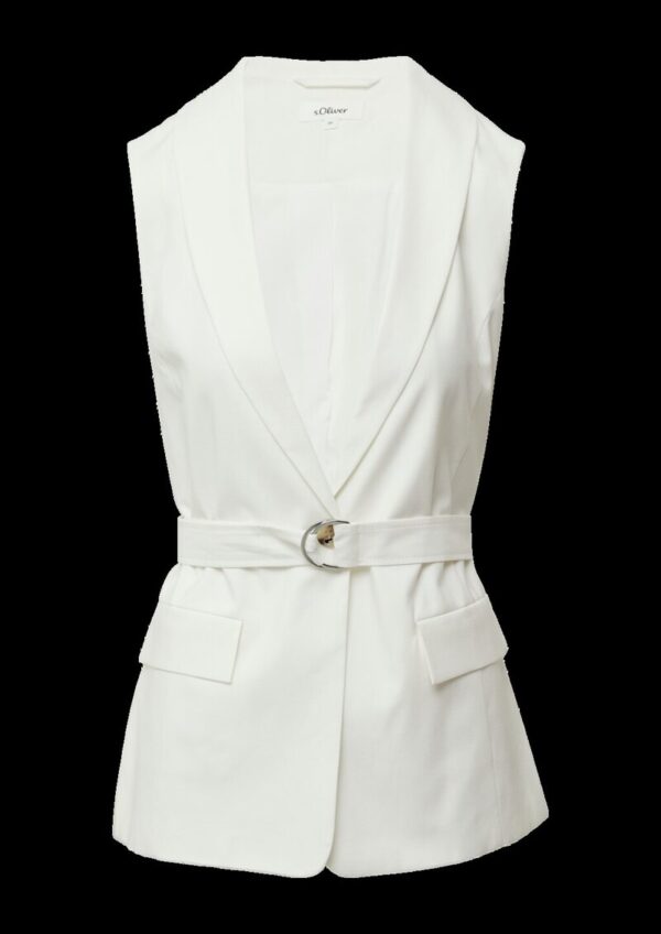 Long-Weste aus Viskosemix mit Stoffgürtel