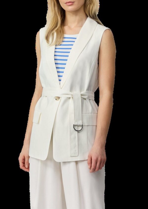 Long-Weste aus Viskosemix mit Stoffgürtel